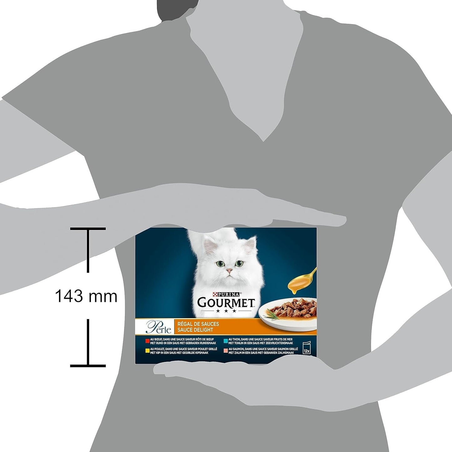 Perle | Porte-sauce | Chat adulte | Boeuf, Poulet, Thon, Saumon | 12x85g | Sachets fraîcheur (l'emballage peut varier)