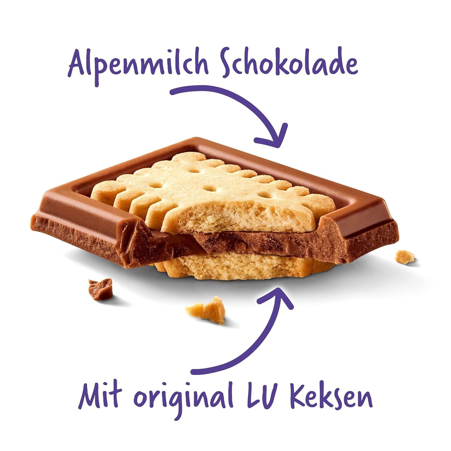 Milka LU – Chocolat au lait alpin avec biscuits LU croquants – 87g