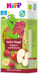 Barres d'avoine HiPP Turtle aux fraises et framboises, dès 1 an, 8 x (5x20g)