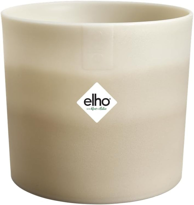 Pot rond elho Color Gradient 18cm - Pots de fleurs d'intérieur - Plastique 100% recyclé - Ø 18,2 x H 16,8 - Beige/Grès Beige