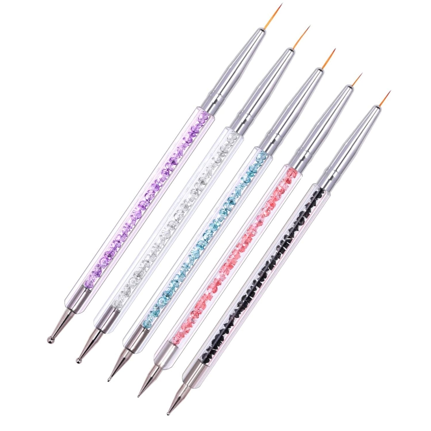 5 pièces Nagel Pinsel Set, Nageldesign Pinsel, outils de pointage Nail Art, stylo acrylique professionnel à double extrémité pour Nail Art Design