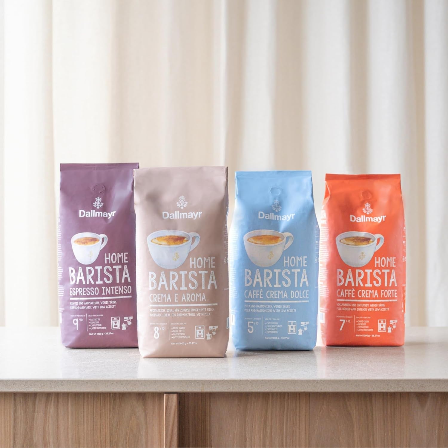 À la maison Barista Caffé Crema Forte 1000g de grains entiers