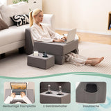 Oreiller de lecture pour lit et canapé, coussin de livre, librement combinable avec porte-boisson et housse lavable, oreiller de bureau réglable pour ordinateur portable pour lire, jouer, travailler, écrire (gris)