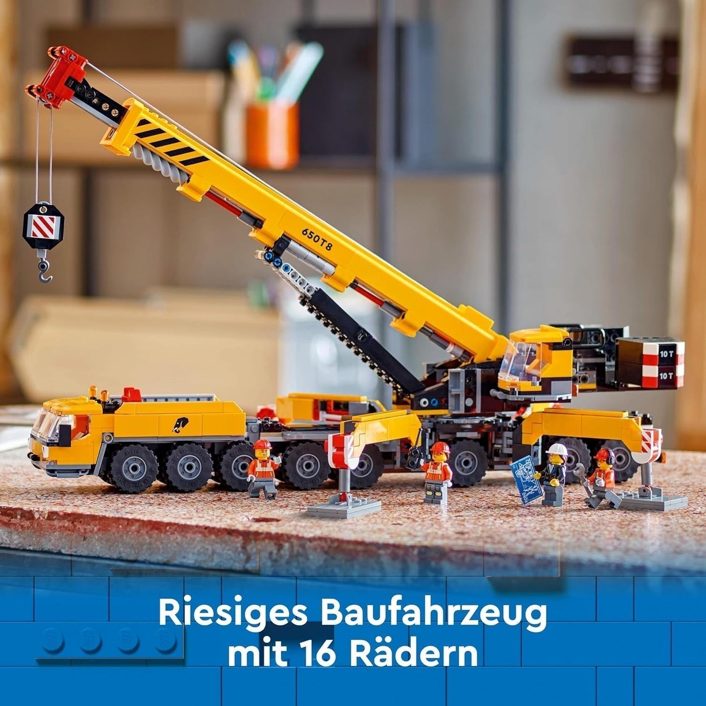 Grue de construction mobile LEGO City, jouet de construction pour garçons et filles, cadeau créatif pour enfants, bras long extensible, 4 figurines d'ouvriers de la construction pour jeu de rôle 60409 Besuche den LEGO-Store