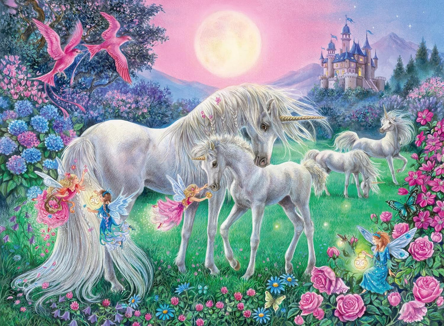 Puzzle Ravensburger pour enfants - 13670 Licornes au clair de lune - Puzzle lumineux licorne pour enfants 6+ 100 pièces au format XXL, brille dans le noir Puzzle Naty Shop