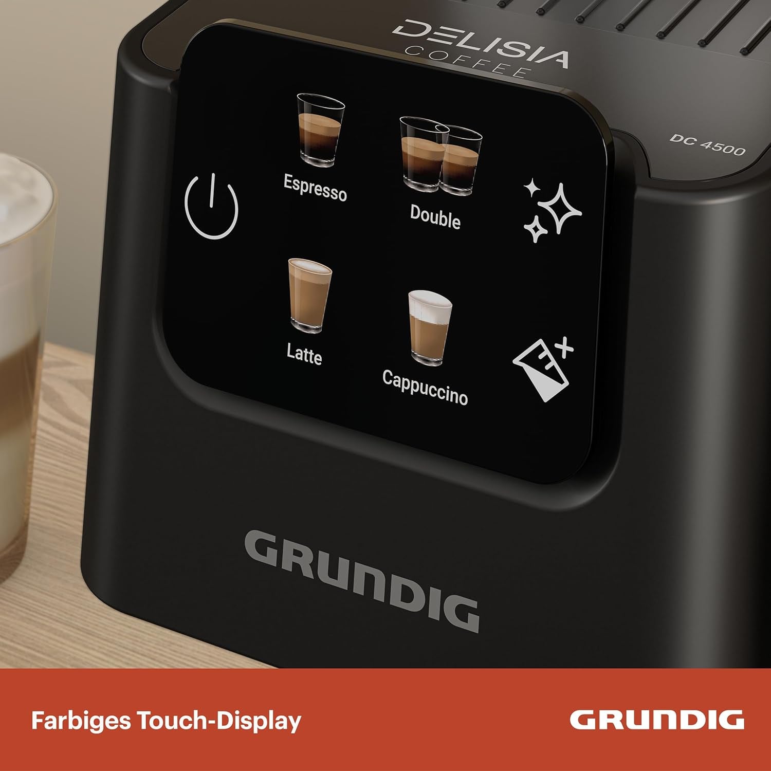 Machine à expresso porte-filtre GRUNDIG KSM 5330 avec réservoir à lait intégré, puissance 1628 W, pression de pompe 15 bar, double buse, écran tactile couleur, BrewSense, CreamyPro, acier inoxydable foncé/noir