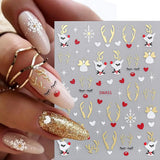 Autocollants pour ongles en forme de flocon de neige de dessin animé, autocollants pour ongles de Noël, autocollants, dessins d'ongles de Noël, nail art, cerf, flocons de neige, autocollants pour ongles de Noël, accessoires pour ongles d'hiver