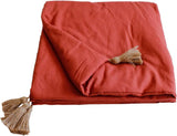 Enjoy Home - Couverture Terre Cuite Avec 4 Pompons En Jute - 90 X 190 Cm - 100% Coton - Oeko-Tex - Collection Panama Couettes et couettes Naty Shop Titre par défaut