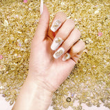 50 pièces de breloques à ongles dorées, breloques brillantes 3D pour nail art, strass pour ongles en perles, breloques pour ongles en strass, breloques pour ongles en strass, accessoires de nail art DIY, pour femmes filles