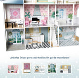 Deqube 913D00016 Maison de poupée en bois, 4 étages, Premium