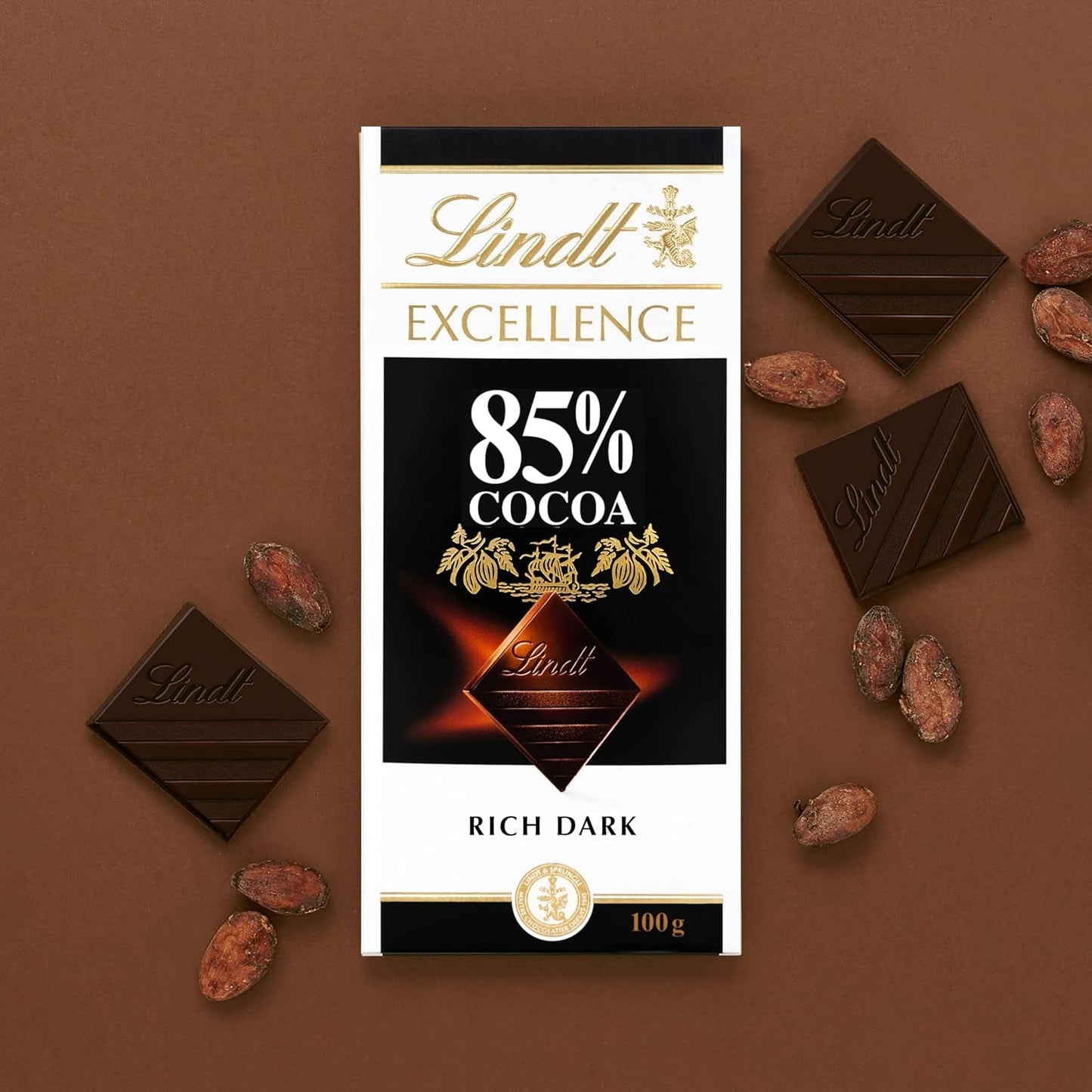 Chocolat Lindt | Barre EXCELLENCE 85% Cacao | 100g | Chocolat Extra Noir | Vegan Chocolate Bar