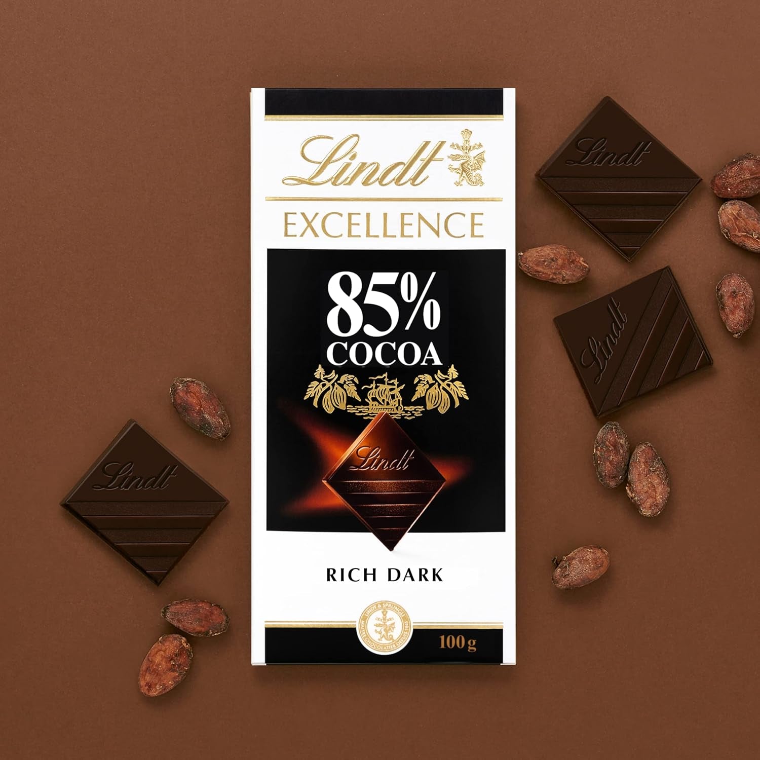 Chocolat Lindt | Barre EXCELLENCE 85% Cacao | 100g | Chocolat Extra Noir | Vegan Chocolate Bar