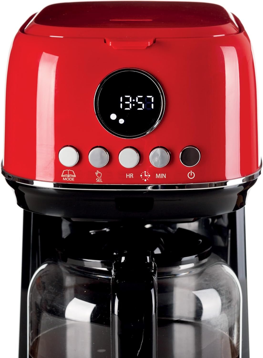 Ariete Moderna 1396 Machine à expresso à filtre pour préparer du café américain jusqu'à 15 tasses Carafe en verre Plaque chauffante Écran LCD Filtres amovibles et lavables Blanc