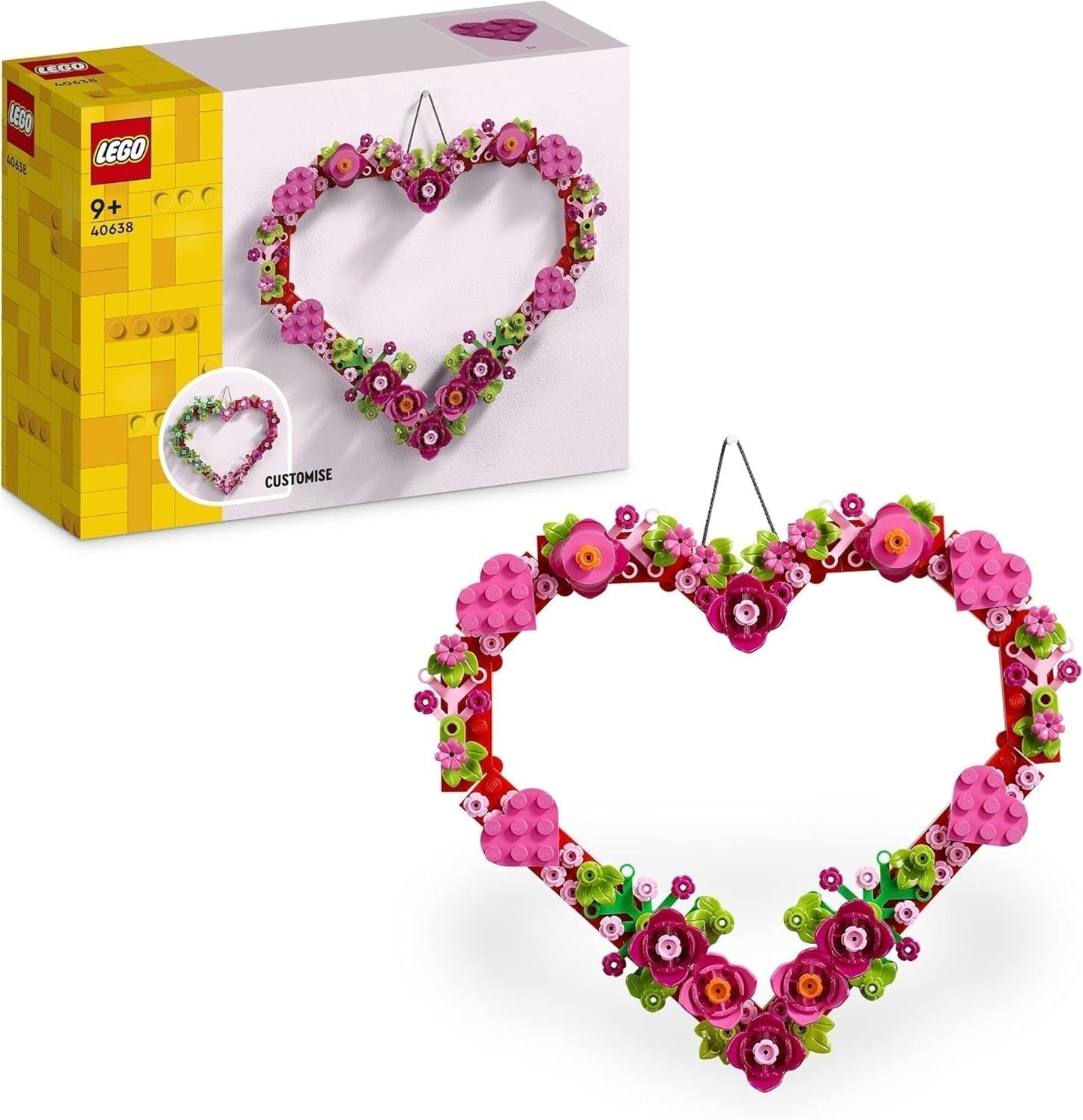 Set de décoration coeur LEGO, jouet de construction pour enfants, filles et garçons à partir de 9 ans, décorations de chambre d'enfant ou accessoires muraux, idée cadeau pour la Saint-Valentin, la fête des mères ou un anniversaire 40638 Jeux de construction Beuche den LEGO-Store Titre par défaut