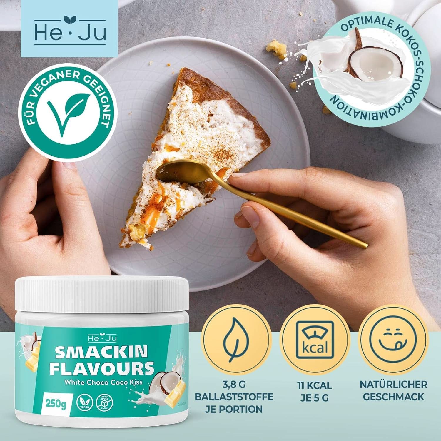 He-Ju, Poudre au goût de chocolat blanc et noix de coco, 250 grammes Aromas Naty Shop