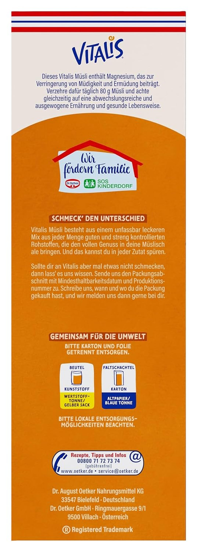 Dr. Oetker Vitalis Crunchy Honeys : Muesli croquant au miel pour le petit-déjeuner et les collations, paquet de 5 (5 x 600 g)