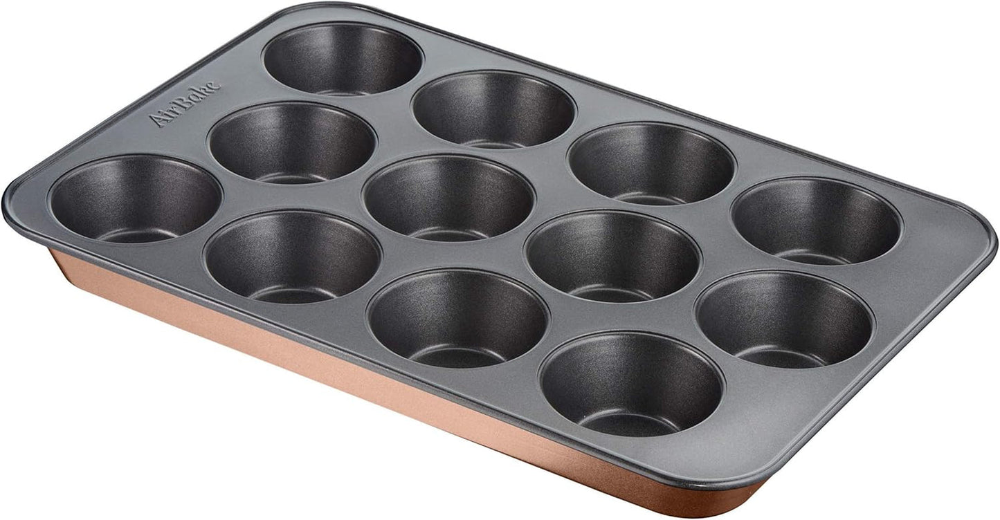 Tefal Airbake J2555014 Muffinform, Antihaftbeschichtung, Karbonstahl, Braun, 29 X 41 Cm Moules et plaques pour pâtisserie Naty Shop
