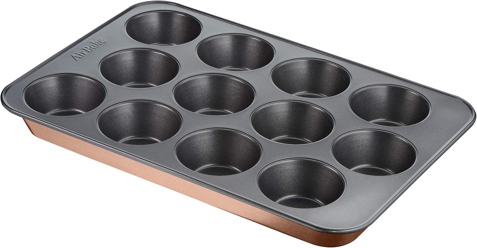 Tefal Airbake J2555014 Muffinform, Antihaftbeschichtung, Karbonstahl, Braun, 29 X 41 Cm Moules et plaques pour pâtisserie Naty Shop