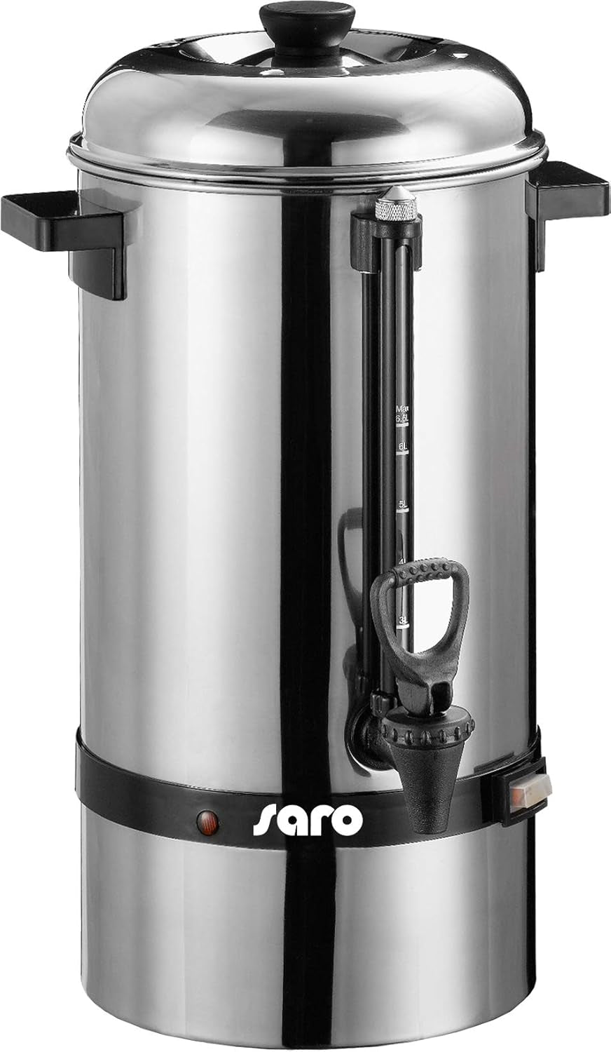 Machine à expresso Saro avec filtre rond - 6,75 L / 40 tasses - acier inoxydable - fonction préparation et maintien au chaud - robinet de sécurité - voyant - 1,5 kW - modèle SAROMICA 6005