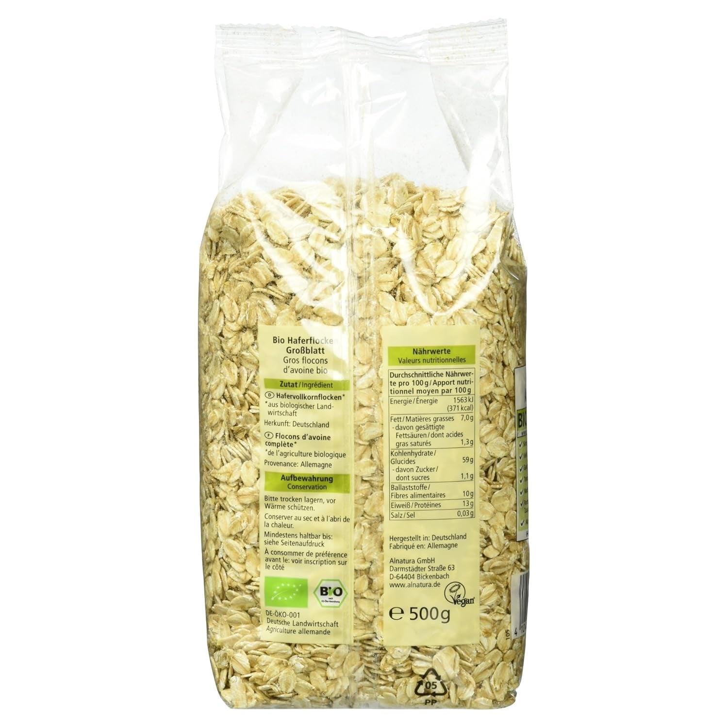 Gros flocons d'avoine bio, 500g