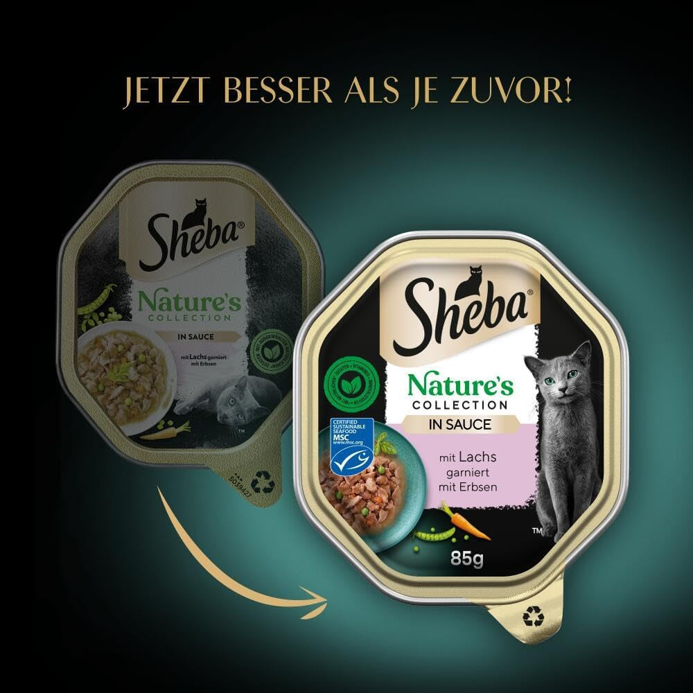 SHEBA Nourriture humide pour chats, Collection Nature's en sauce au saumon, 2 x 11 x 85 g