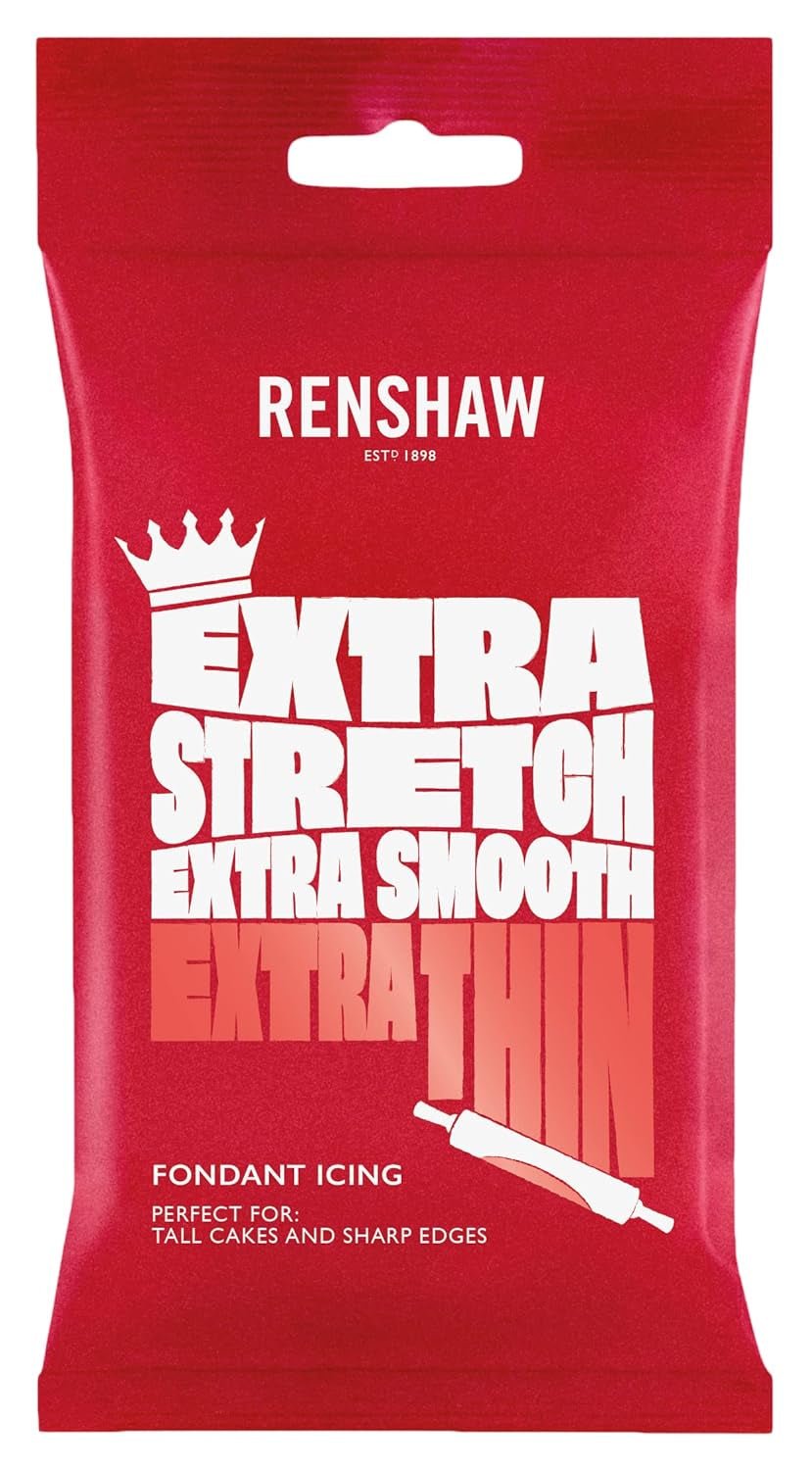 Extra Fondant Rouge 1kg - Fondant extra élastique au goût vanille, parfait pour recouvrir les gâteaux - Rouge - 1 kg Naty Shop pâte à sucre 1 kg Vanille.