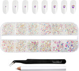 Beadland 2500Pcs Verre Nailart Strasssteine ​​​​Kristall Flatback Edelsteine ​​​​Runde, ​​​​pour Handwerk Gemischt 8 Größen SS4 ~ SS30 Mit Picking Pinzette Und Stift (Kristall Weiss)