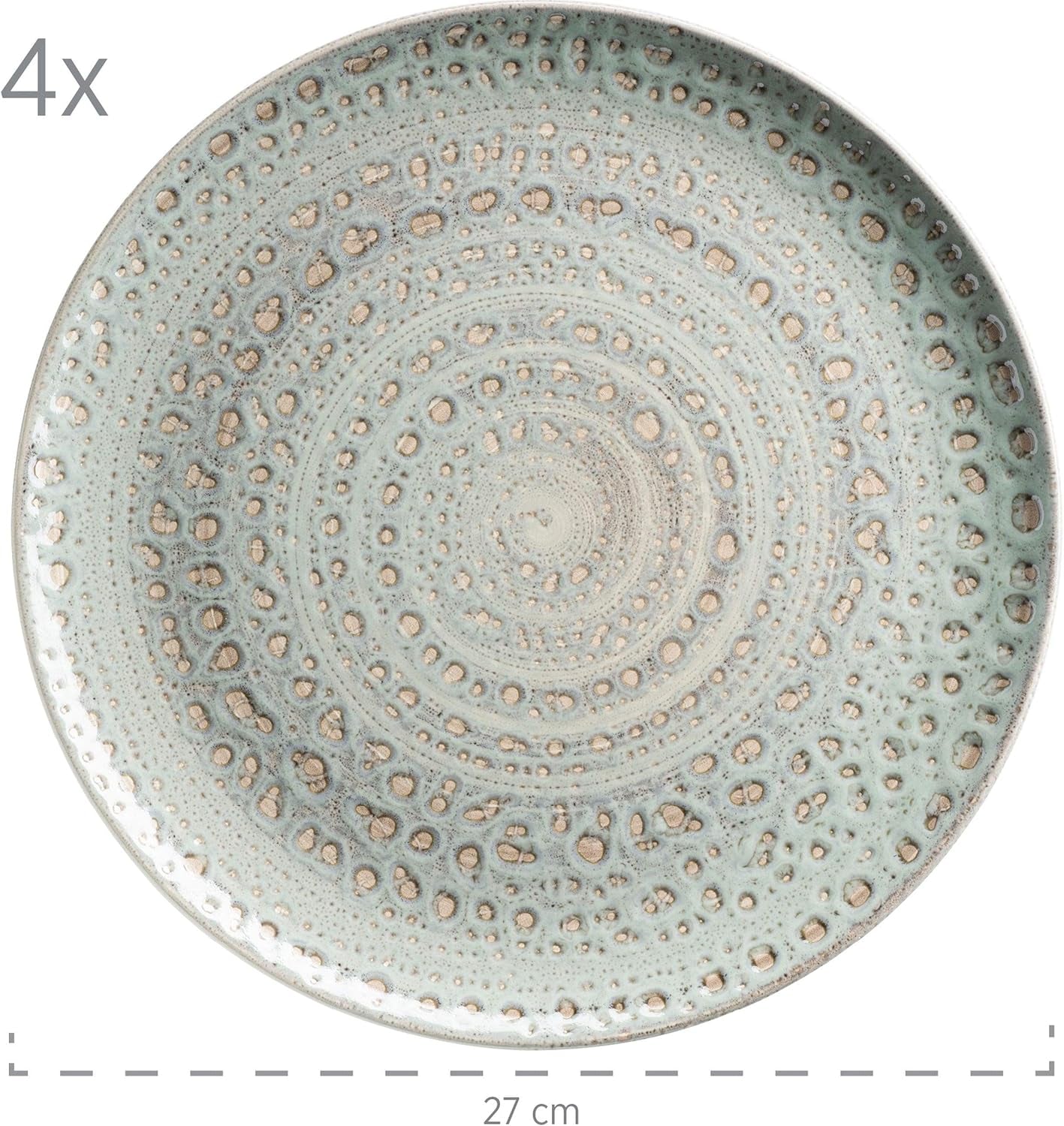 MÄSER 931744 Série Spicy Market, service de table peint à la main pour 4 personnes au design méditerranéen vintage, service de table 16 pièces en céramique, vert, grès