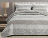 Chezmoi Collection Addy Patchwork Quilt Set Prélavage Coton Léger Réversible Toutes Saisons Surdimensionné 3 Pièces Marine Blanc Gris Taupe Plaid Quilts & Quilts Naty Shop Hibiscus Patchwork Stripes Taupe Twin