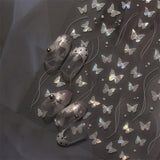 2 Blätter Schmetterling Nagelsticker Selbstklebend,Muschel Glitzer Nail Art Butterfly Nail Sticker Lila Grau Schmetterlinge Nagelaufkleber Relief Laser Papillons Nagel Sticker Nageldesign Zubehör