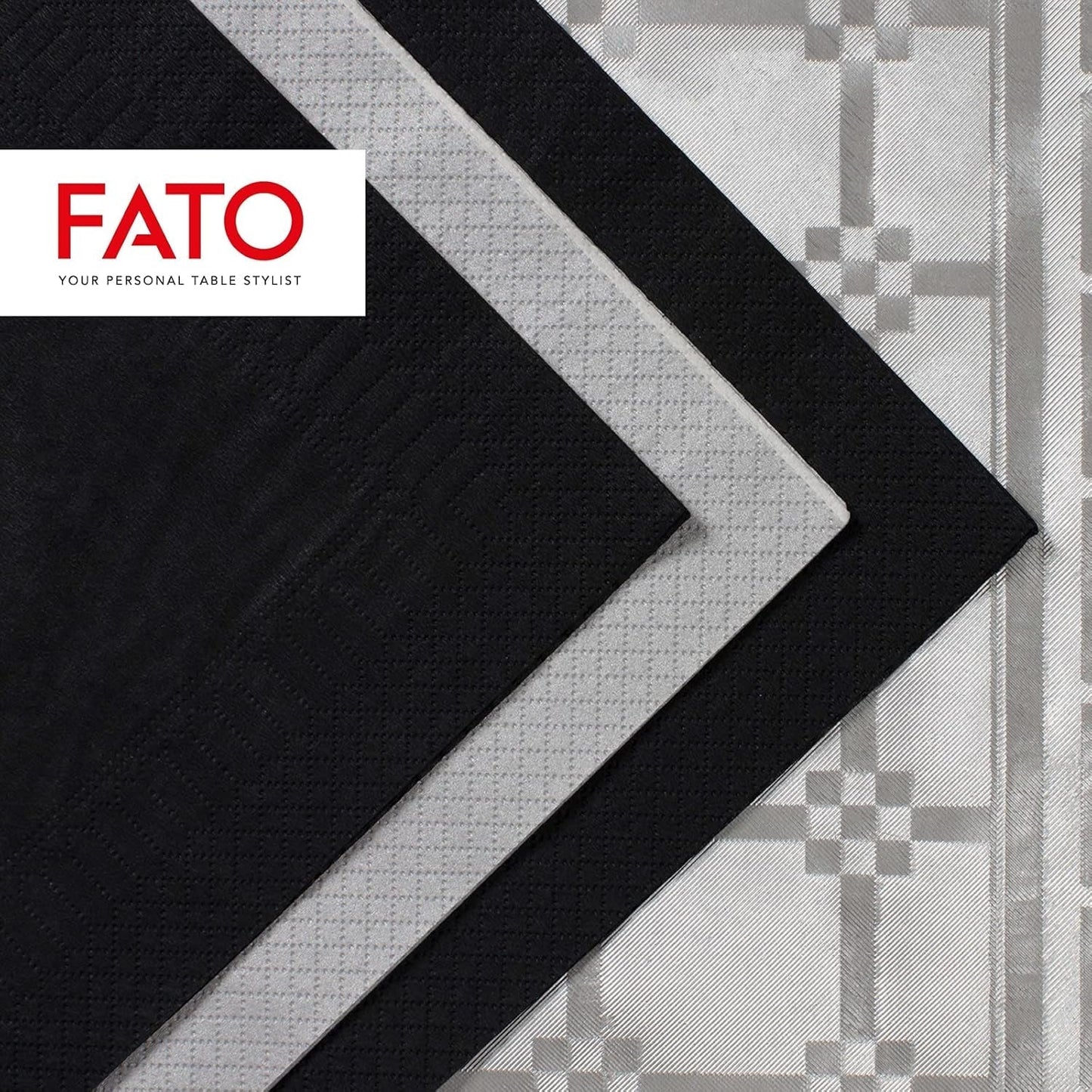 , Serviettes en papier jetables, idéales pour les déjeuners et buffets décontractés, paquet de 50 serviettes, taille 33 x 33, 4 épaisseurs, 2 épaisseurs, noires, certifiées FSC (lot de 2)