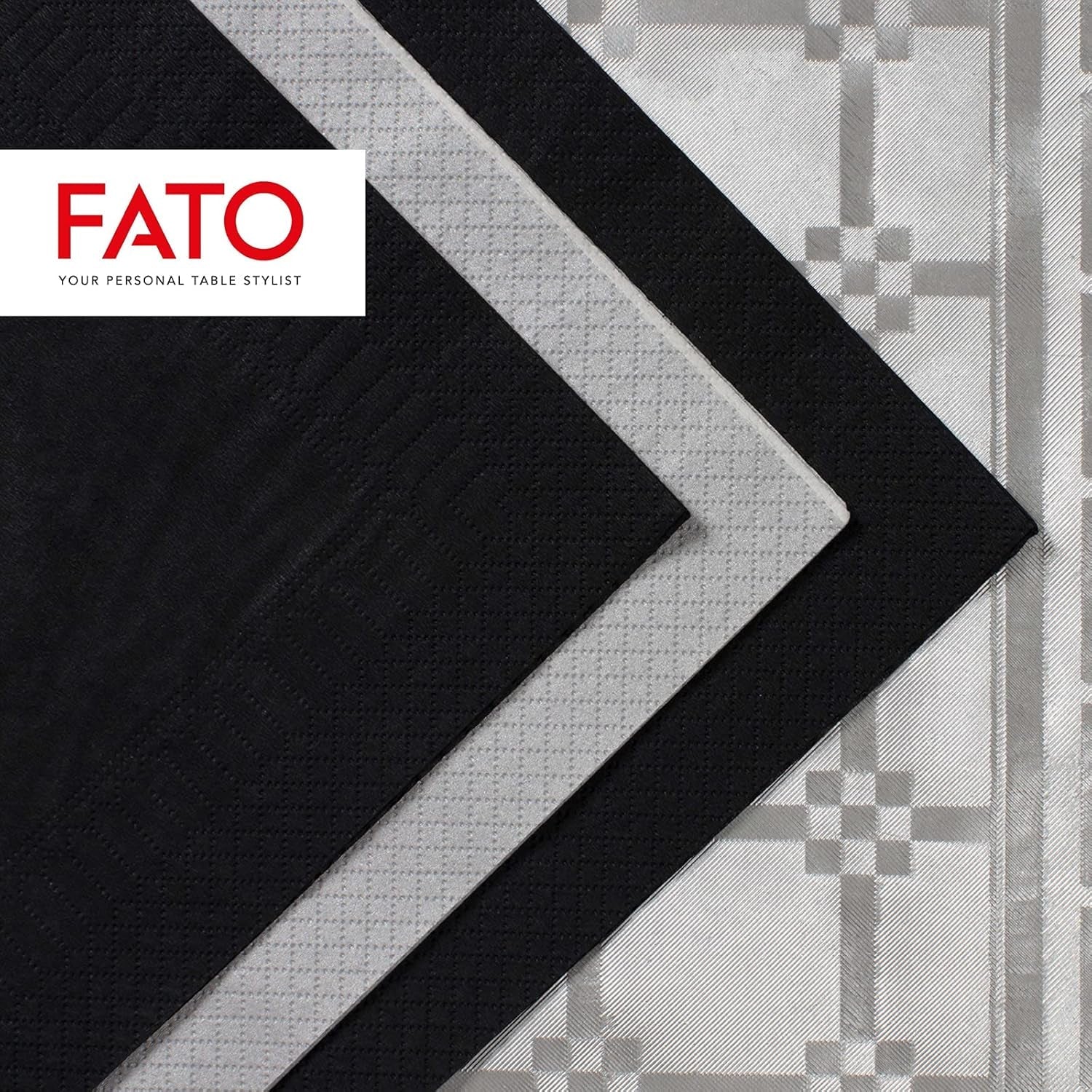 , Serviettes en papier jetables, idéales pour les déjeuners et buffets décontractés, paquet de 50 serviettes, taille 33 x 33, 4 épaisseurs, 2 épaisseurs, noires, certifiées FSC (lot de 2)