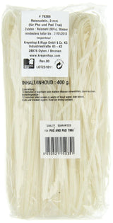 Nouilles de riz - Nouilles thaïlandaises en ruban de riz de 3 mm de large, à base de farine de riz - 17 x 400 g