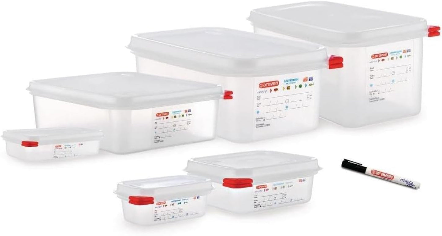 03350 PP Récipient alimentaire GN avec couvercle, 1,1 l, 65 mm (4 pièces) Boîtes de conservation alimentaire Naty Shop