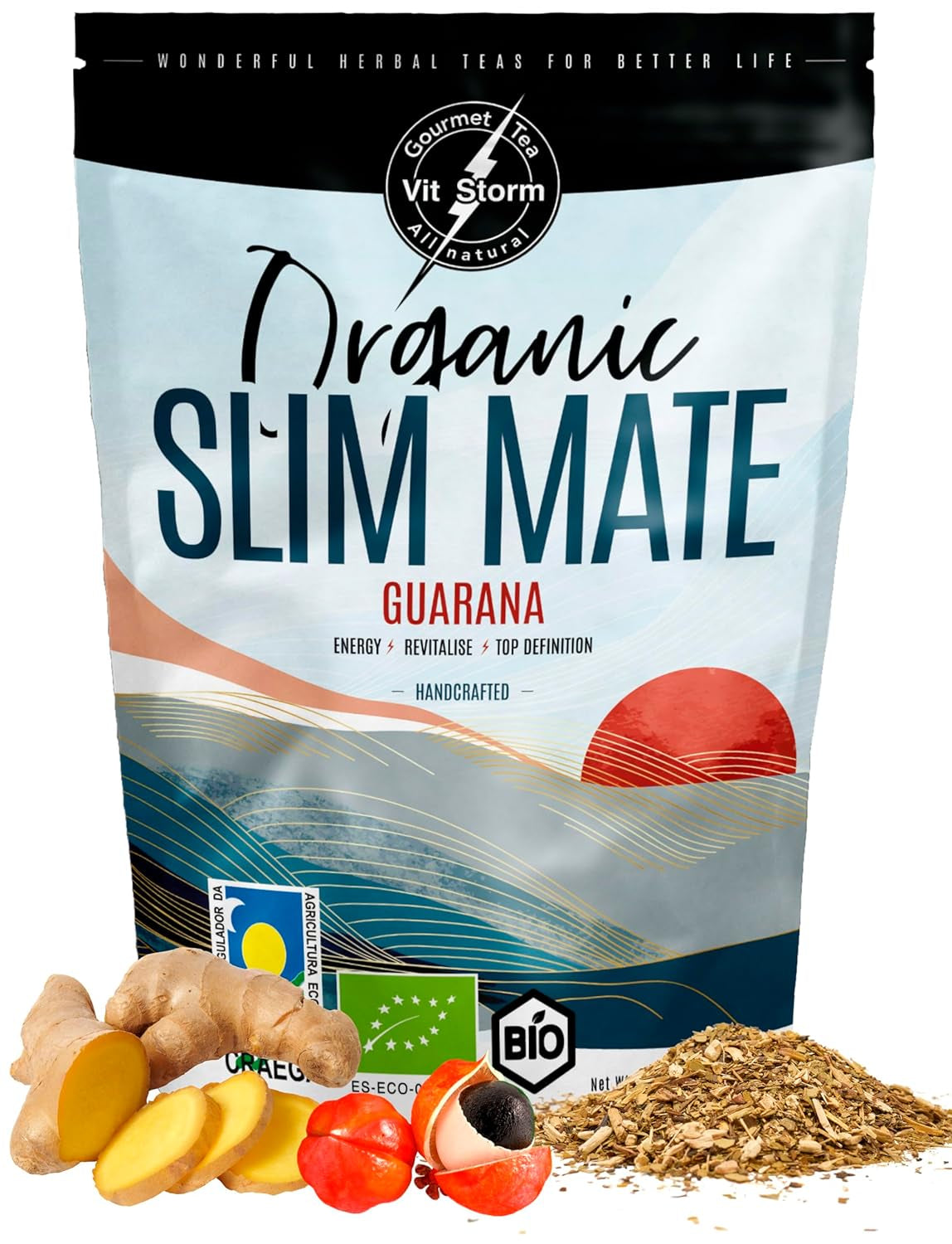 VITSTORM® Slim Tea Cardamome – Thé BIO Yerba Mate – Thé détox et diurétique – 100G