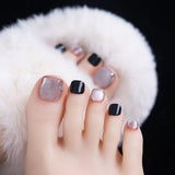 Ensemble de faux ongles adhésifs – Faux ongles français – 24 pièces, design carré court, ongles artificiels dégradés blanc et rose, manucure ballerine (dégradé rose court)