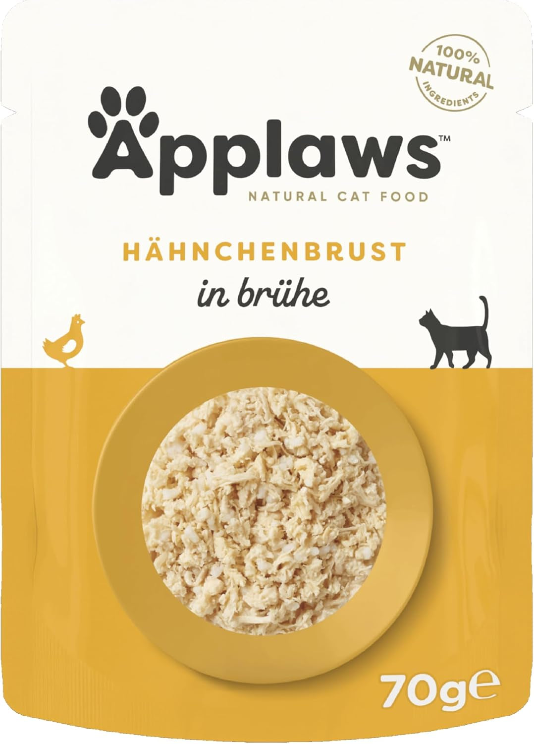 Applaws Nourriture humide pour chats 100 % naturelle, poitrine de poulet en bouillon - Paquet de 12 sachets de 70 g