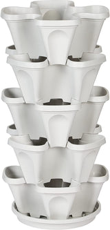 Jardinière verticale empilable à 5 niveaux pour fraises, herbes, fleurs et légumes pour jardin intérieur et extérieur.