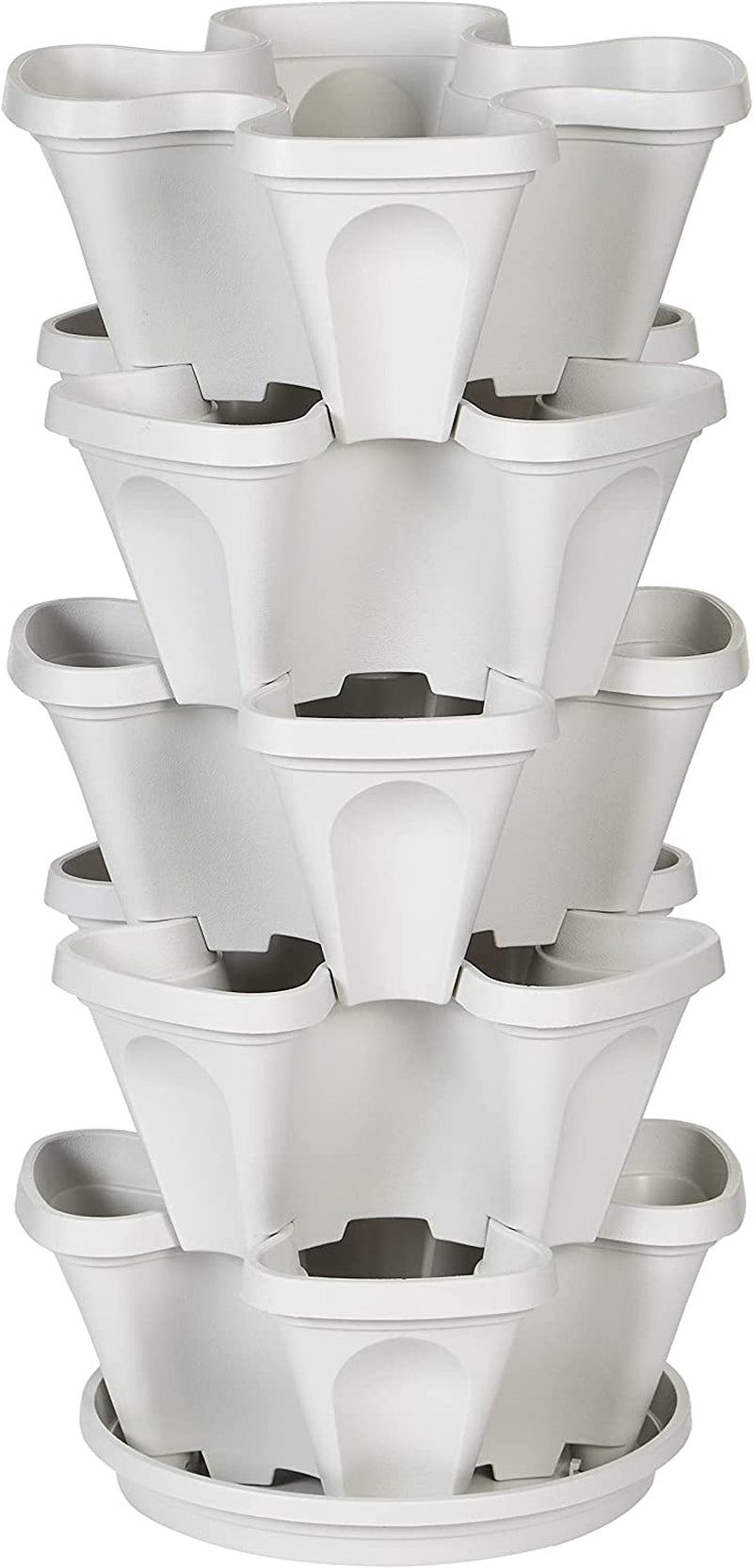 Jardinière verticale empilable à 5 niveaux pour fraises, herbes, fleurs et légumes pour jardin intérieur et extérieur.