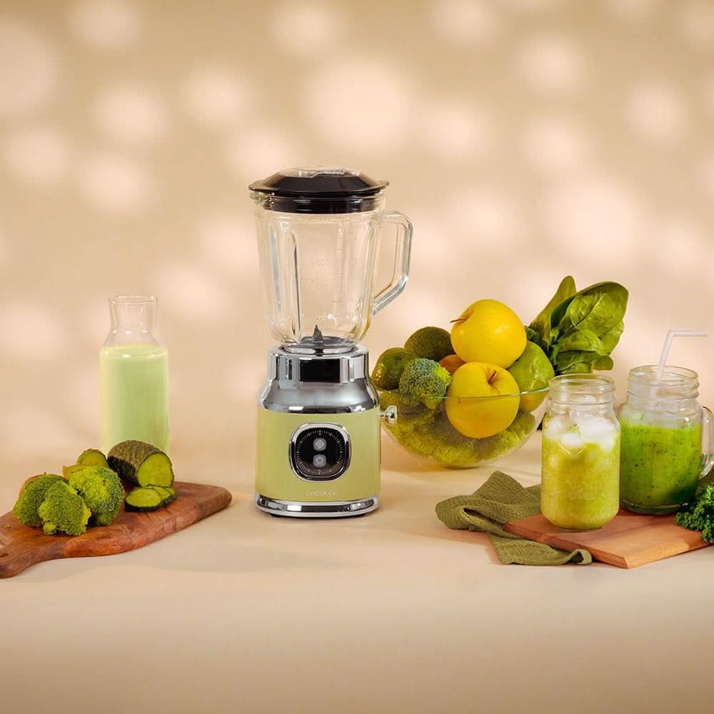 Cecotec Batteur Sur Socle Retro Retrotwist Vert. 800W Puissance Maximale, Fonction Pulse, 4 Cuillères Avec Titane Beschichtung Und 1L Krug, Design Vintage dans Grün Kitchen Naty Shop