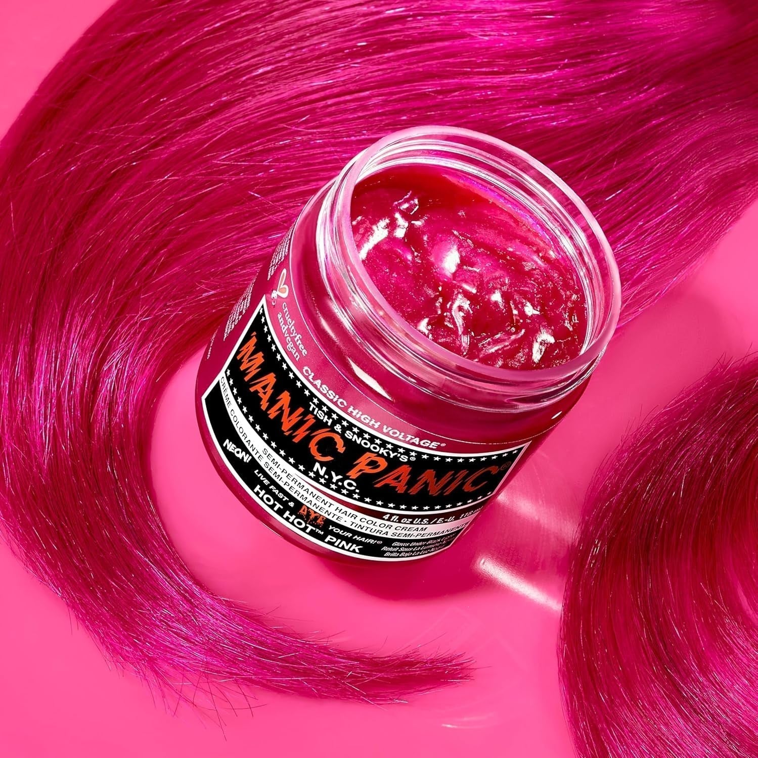 Manic Panic Hot Hot Pink Classic Cream Vegano Teinture capillaire semi-permanente sans cruauté envers les animaux 118 ml Naty Shop Hair Dye