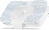 Elviros Oreiller orthopédique en mousse à mémoire de forme, oreiller pour douleurs cervicales, oreiller de sommeil, oreiller ergonomique pour le cou, oreiller de soutien du cou, oreiller anti-ronflement pour dormeurs latéraux, dormeurs sur le ventre, blanc Naty Shop Oreillers orthopédiques cervicaux bleu 60 x 38,6 x 9,9/13,5 cm