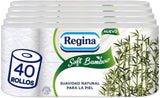 Papier toilette Regina Soft Bamboo, 40 rouleaux, 3 couches, 160 feuilles, douceur naturelle pour votre peau, papier toilette en fibre de bambou, emballage en papier, certificat Fsc