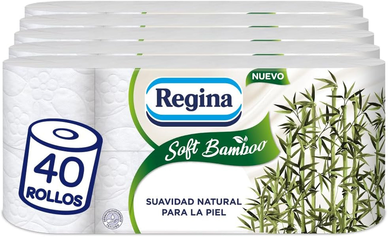 Papier toilette Regina Soft Bamboo, 40 rouleaux, 3 couches, 160 feuilles, douceur naturelle pour votre peau, papier toilette en fibre de bambou, emballage en papier, certificat Fsc
