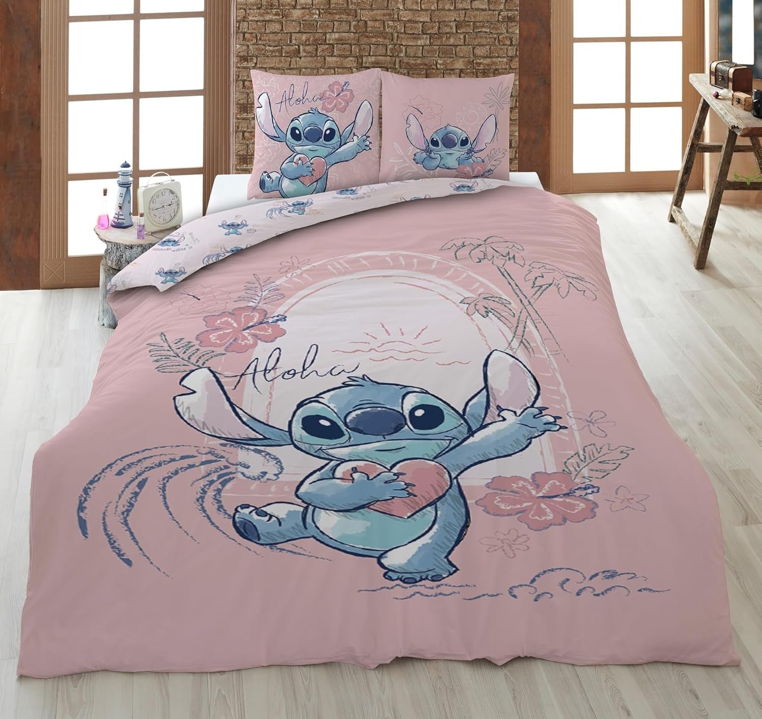 Ensemble de literie réversible Stitch Aloha Literie pour filles Literie 100% coton - Kids Naty Shop Titre par défaut