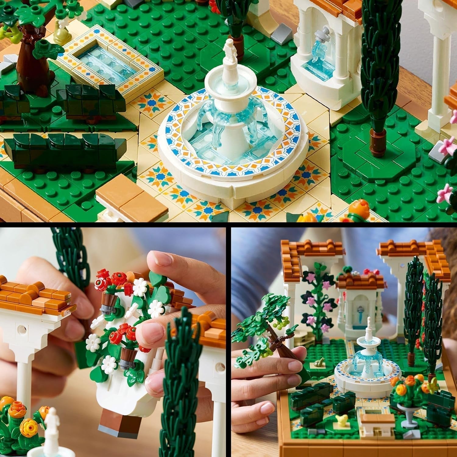LEGO Icons Fountain Garden - Jeu de construction miniature pour adultes avec feuilles, cyprès, arbres, vignes, fleurs - Idée de cadeau d'anniversaire créative, cadeau de pendaison de crémaillère pour femmes, hommes - 10359 Jeux de construction Beuche den LEGO-Store