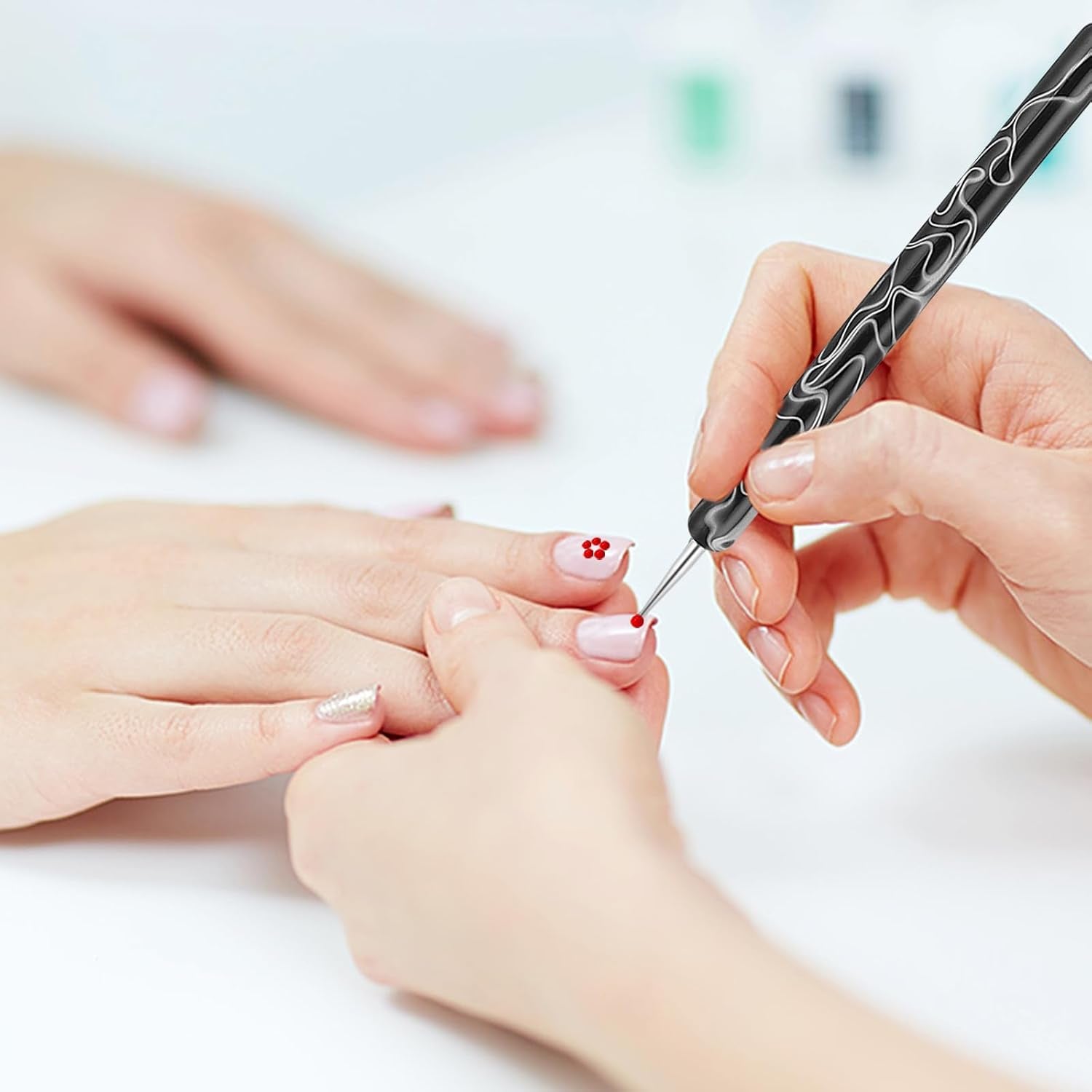 5 pièces d'outils de pointage de conception d'ongles, outil de travail de peinture, pointe de broche, outil de marbrage, outil de marbrage pour manucure de vernis à ongles, noir