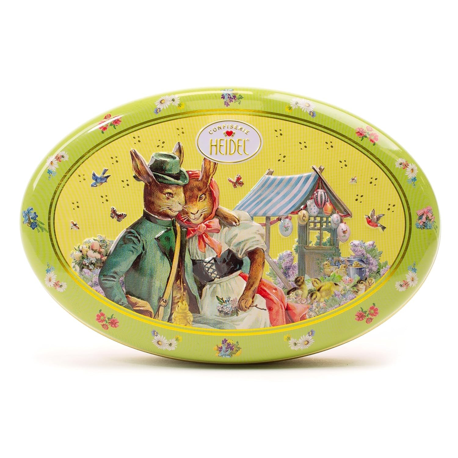 Coffret cadeau carte de Pâques Heidel 183g, praliné au chocolat au lait haut de gamme avec boîte en métal décorative, idéal comme cadeau de Pâques