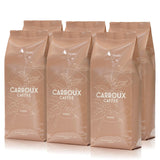 CARROUX Crema grains de café entiers (6 x 500g) - Grains de café haut de gamme de Hambourg - Fraîchement torréfiés de manière traditionnelle
