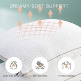 Oreiller Bedstory, Oreiller de Couchage, 2 Pièces, Hypoallergénique, Oreiller Anti-Poussière, Duvet, Qualité Alternative, Oreiller de Lit pour Dormeurs Dos, Ventre et Latéraux, Taille Standard, Lavable, 42 X 70 Cm Naty Shop Oreillers Standard